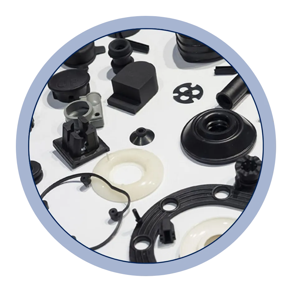 Collection of mechanical parts on a white background